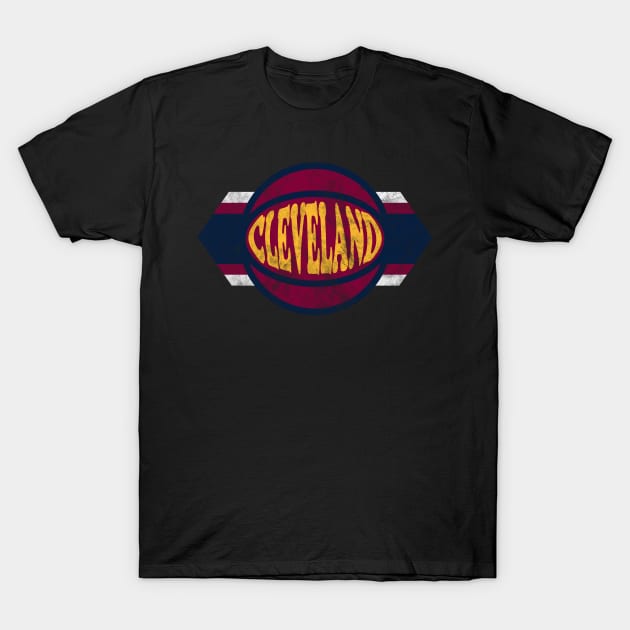 Cleveland Basketball retro and distressed ball and stripe T-Shirt by MulletHappens